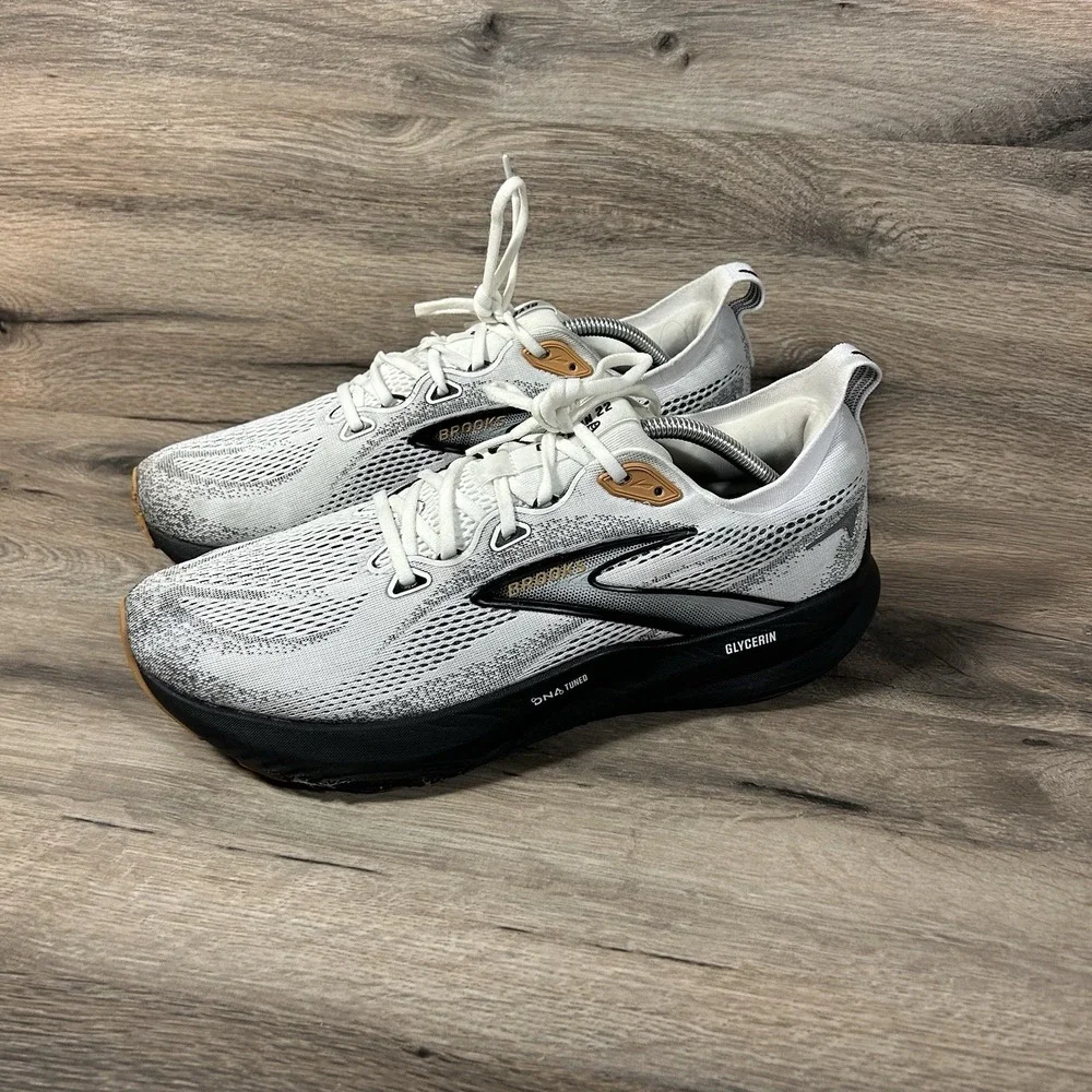 Brooks Glycerin 22 Men's Size 11.5 White Grey Running Shoes Sneakers Wide 2E